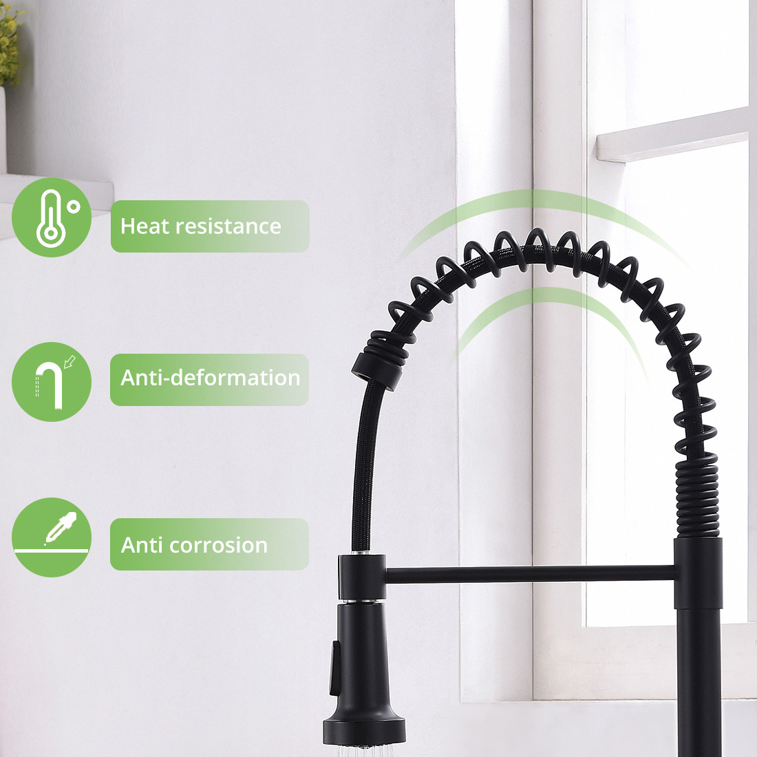 Matte Black Touchless Kitchen Faucet with Pull Down Sprayer, Motion Sensor Smart Hands-free Activated Single Handle Spring 1 Pcs