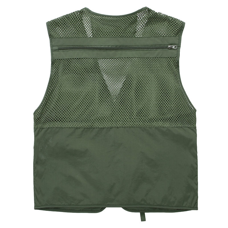 2021 Wholesale Hot Sell Spring Summer Utility Green Men Mesh Gilet Fishing Vest with Multiple Pockets