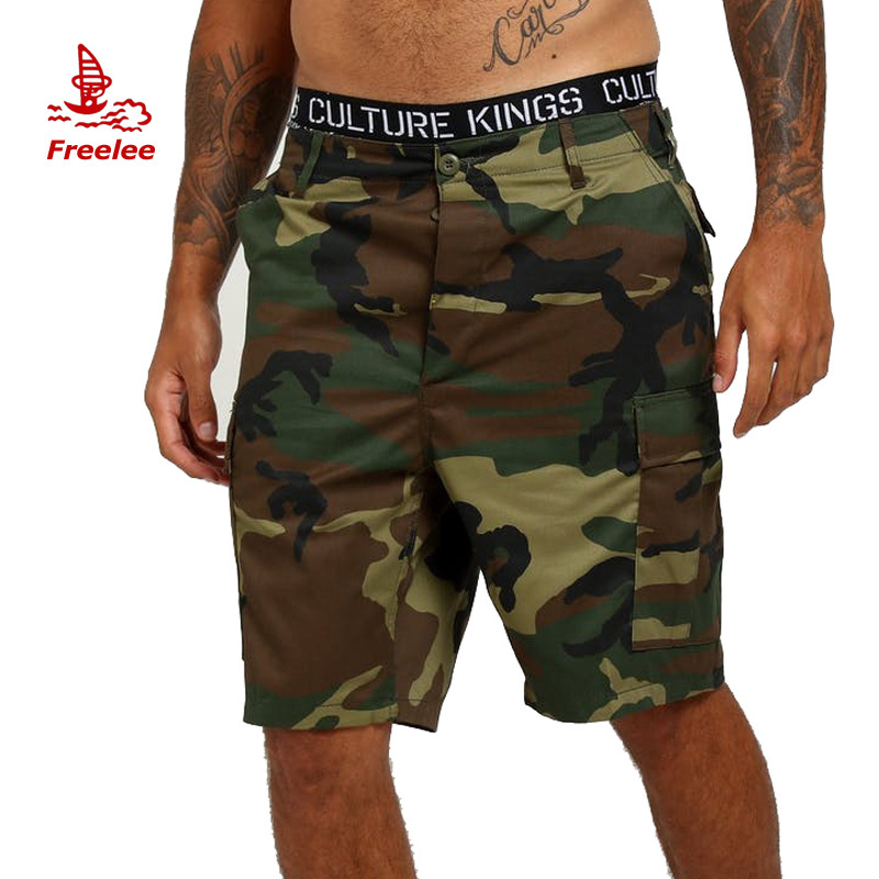 Wholesale 6 pockets 9 colors custom cotton camo boys cargo shorts for men