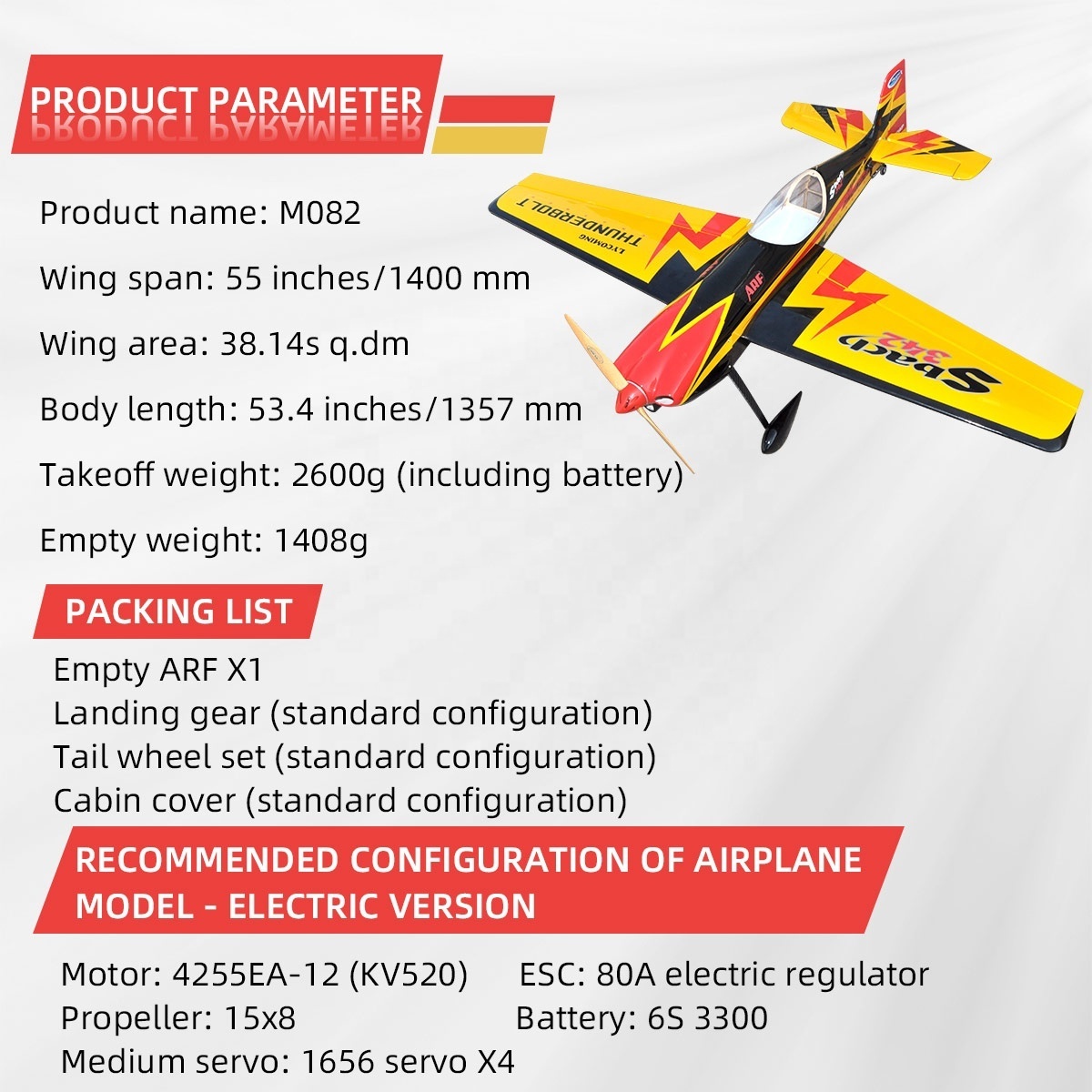 Hobby Sbach 342 55inch Remote Control Electric Plane Toy Flying Balsa Wood Model Airplane RC Plane