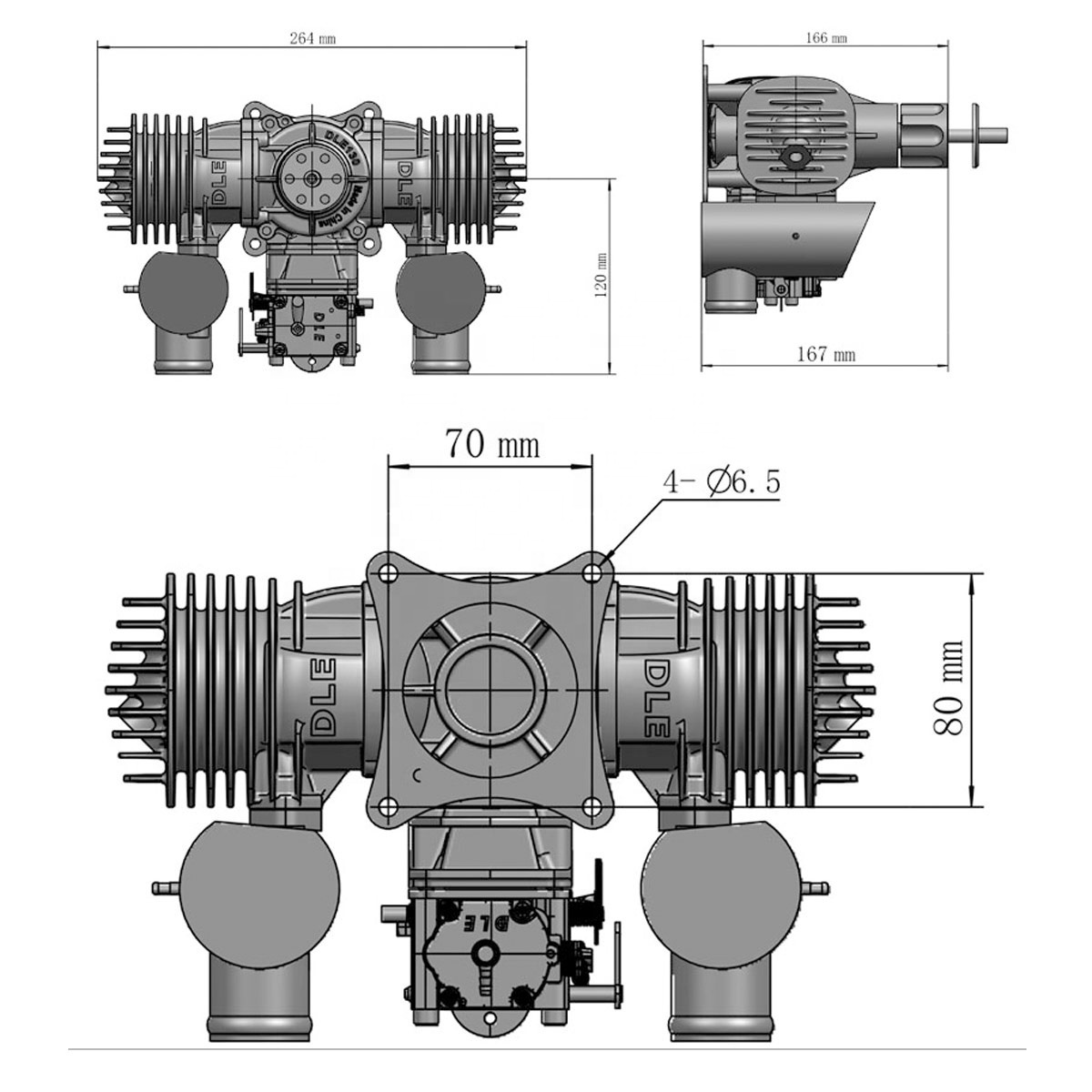 DLE130 130CC Double Cylinder Gasoline Engine For RC Fix Wing Airplane Gas 13HP Engines