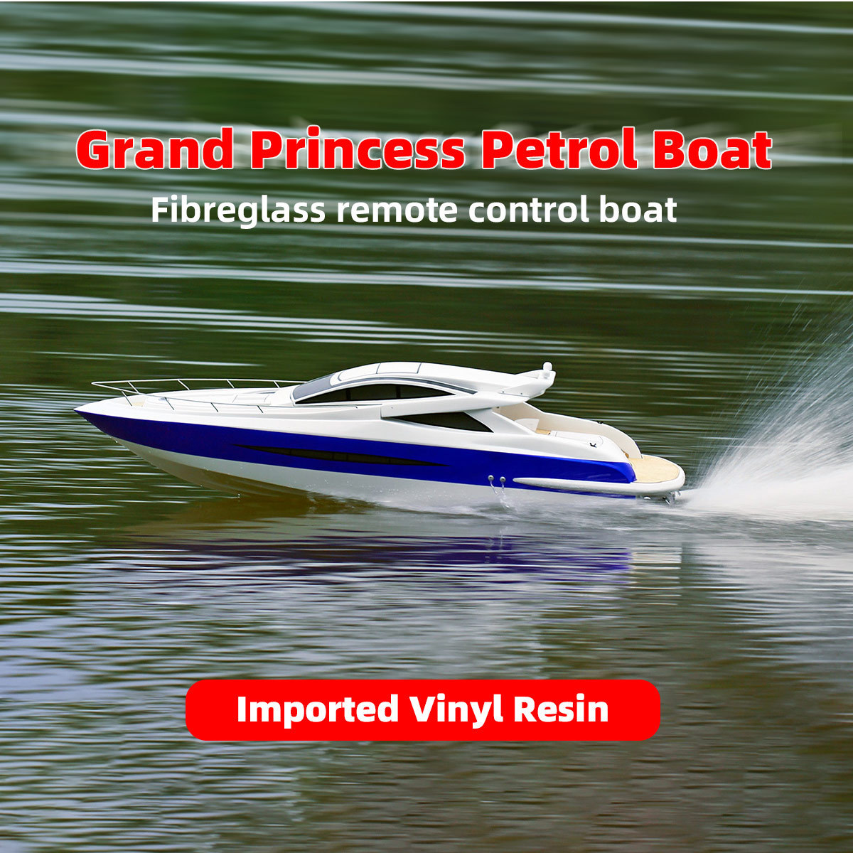 TFL Grand 1305 Princess 1310mm Boat 30CC Engine with  Dual Rudder System Fiber Glass Gas RC Boat