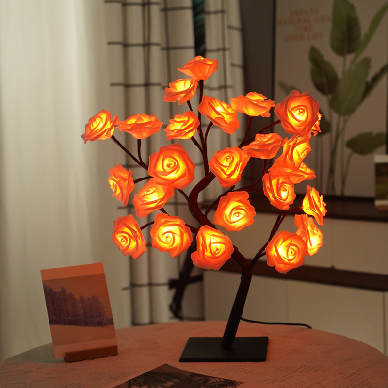 Lantern Detachable Plastic Base Usb Switch Led Simulation Rose Tree Light Decorative Night Light