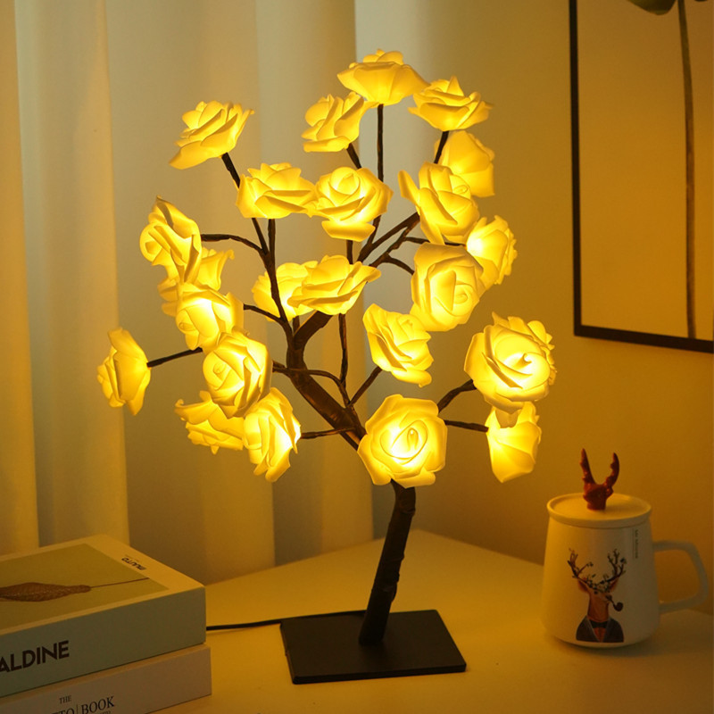 Lantern Detachable Plastic Base Usb Switch Led Simulation Rose Tree Light Decorative Night Light