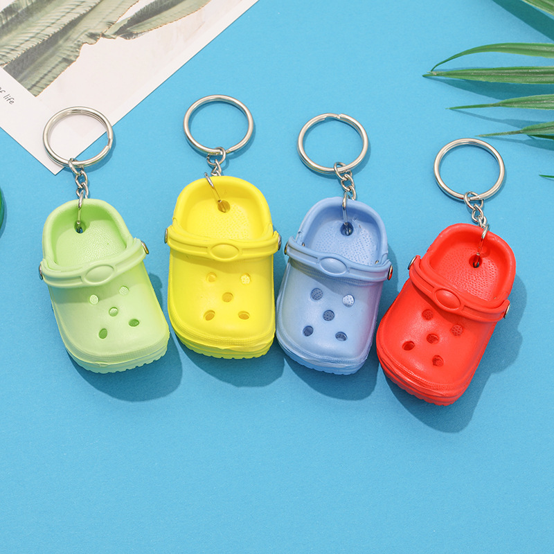 Promotional keychain custom soft EVA rubber mini 3D cute croc shoe keychain charms