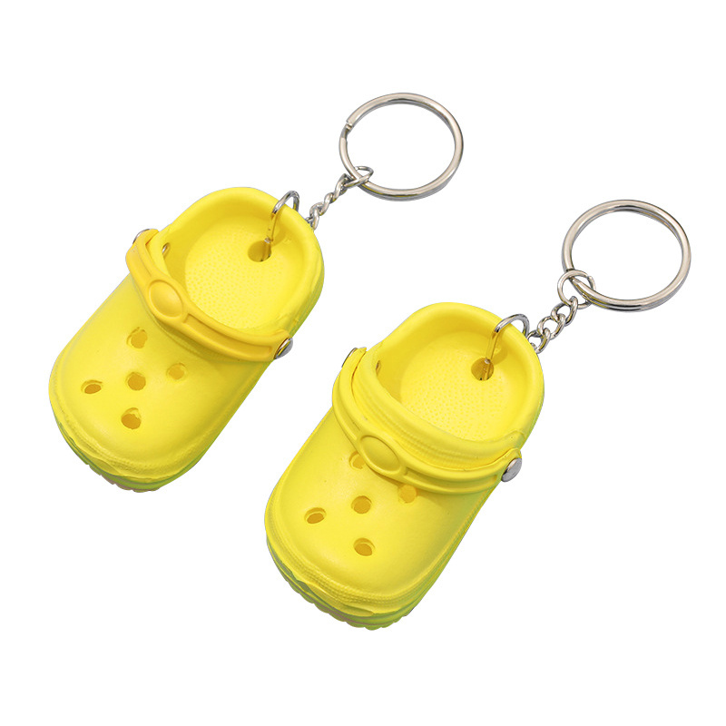 Promotional keychain custom soft EVA rubber mini 3D cute croc shoe keychain charms