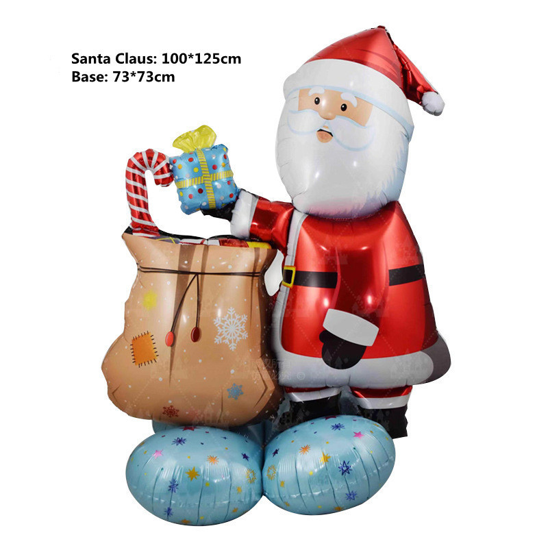 Reusable Inflatable 4D Standing Cartoon Print Merry Christmas Foil Balloon for Parties Decorations