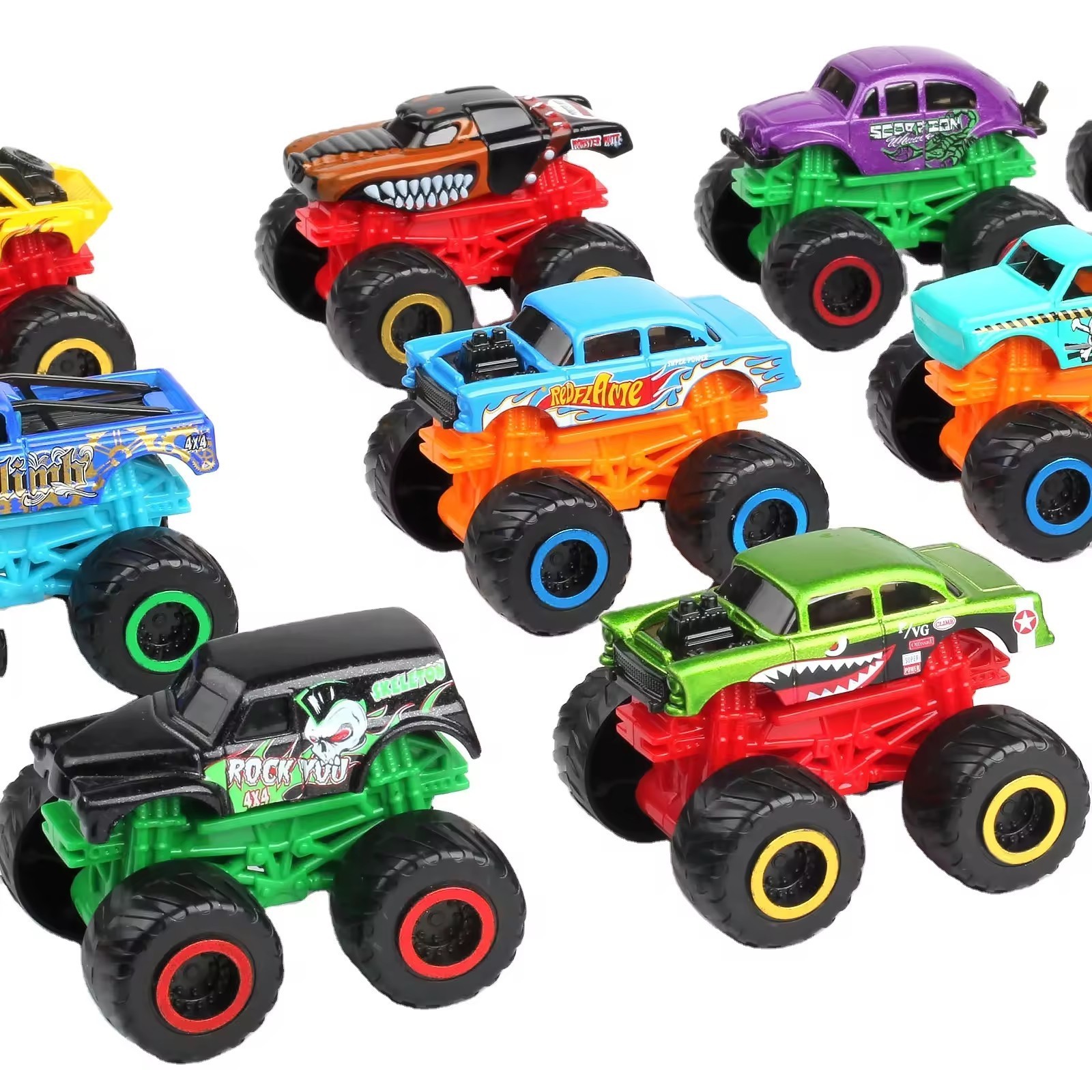 Wholesale High  Quality 3Pcs Fiction Off Road Friction Monster Truck Off Road Cars Small Mini Vehicle Monster trucks Toy Car