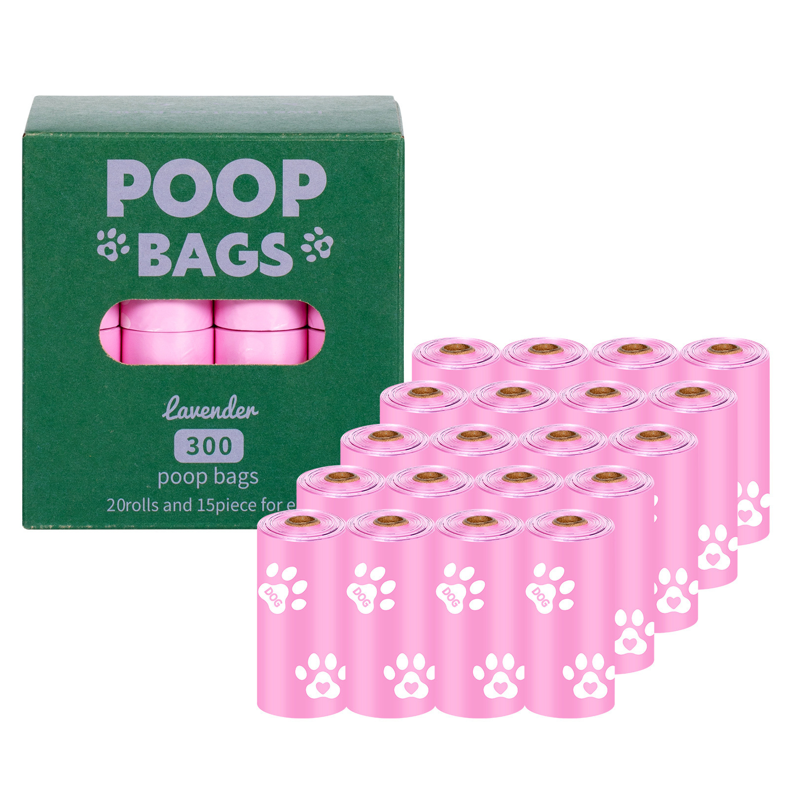 Custom logo printed eco friendly disposable biodegradable doggie Poop waste bags for dogs with holder