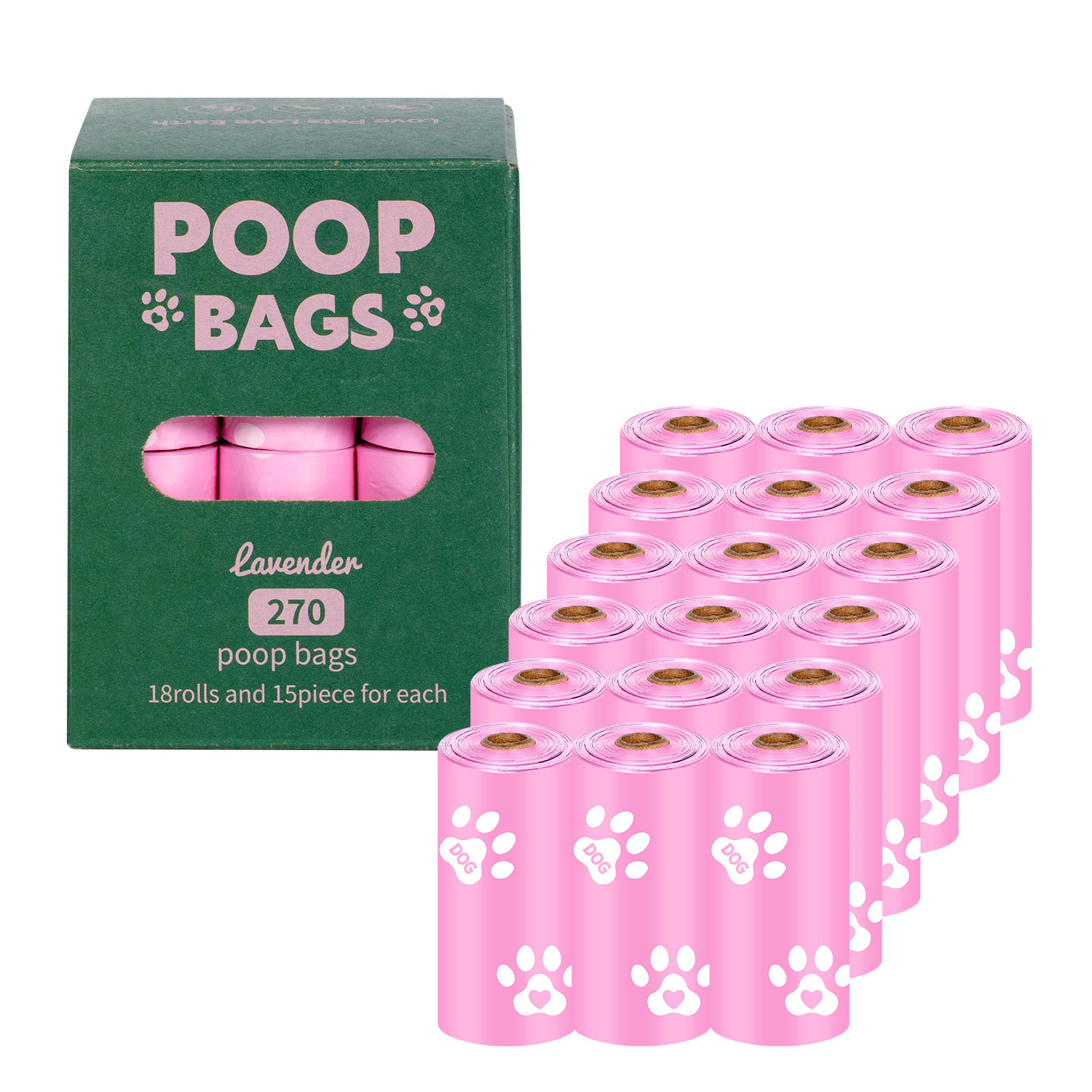 Custom logo printed eco friendly disposable biodegradable doggie Poop waste bags for dogs with holder