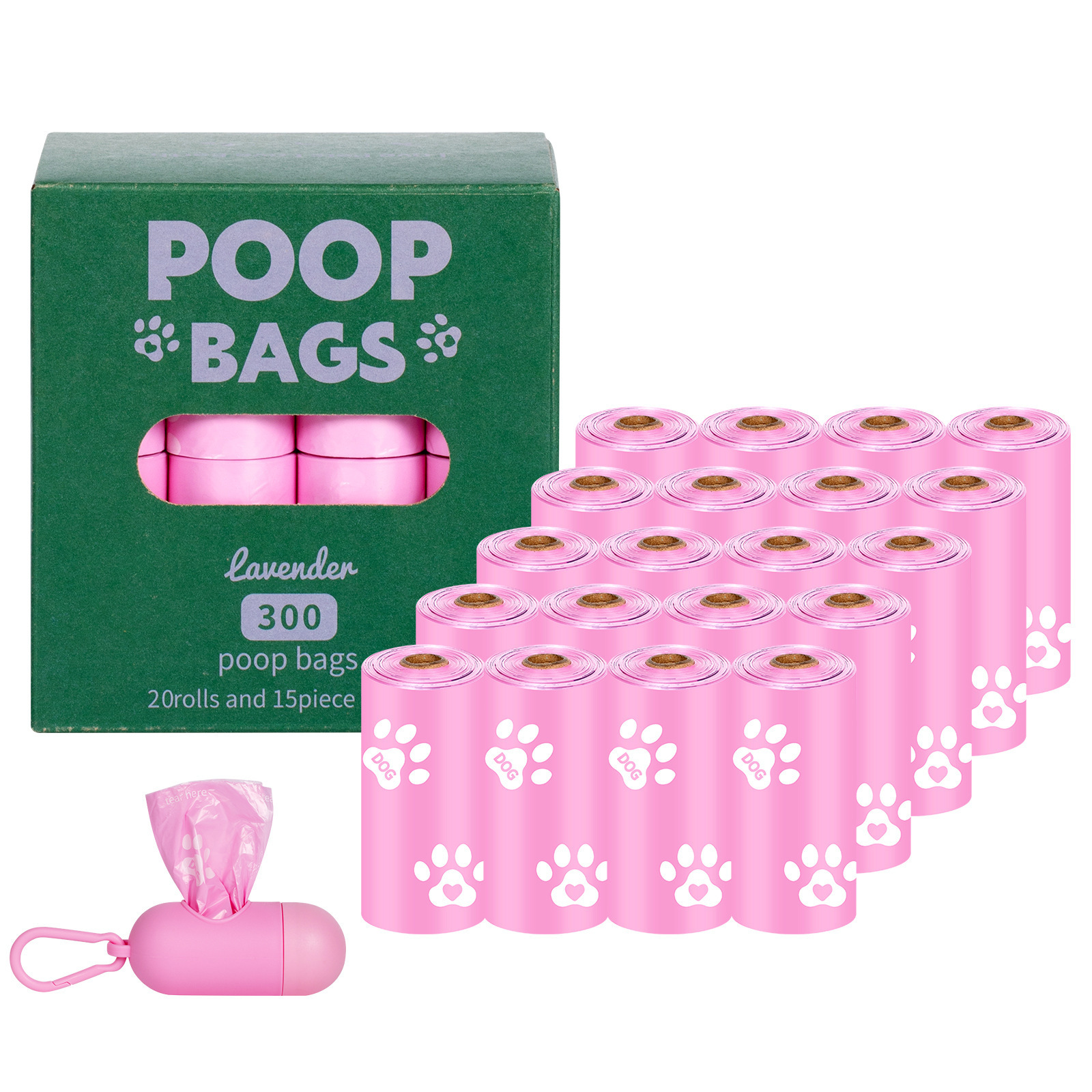 Custom logo printed eco friendly disposable biodegradable doggie Poop waste bags for dogs with holder