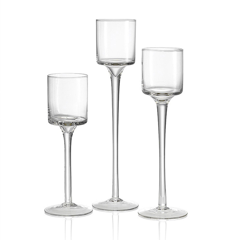 Elegant High-end Floating Candle Glass Holder 30/35/40cm Height Glass Table Tealight Candle Holder 3Pcs 1Set For Wedding