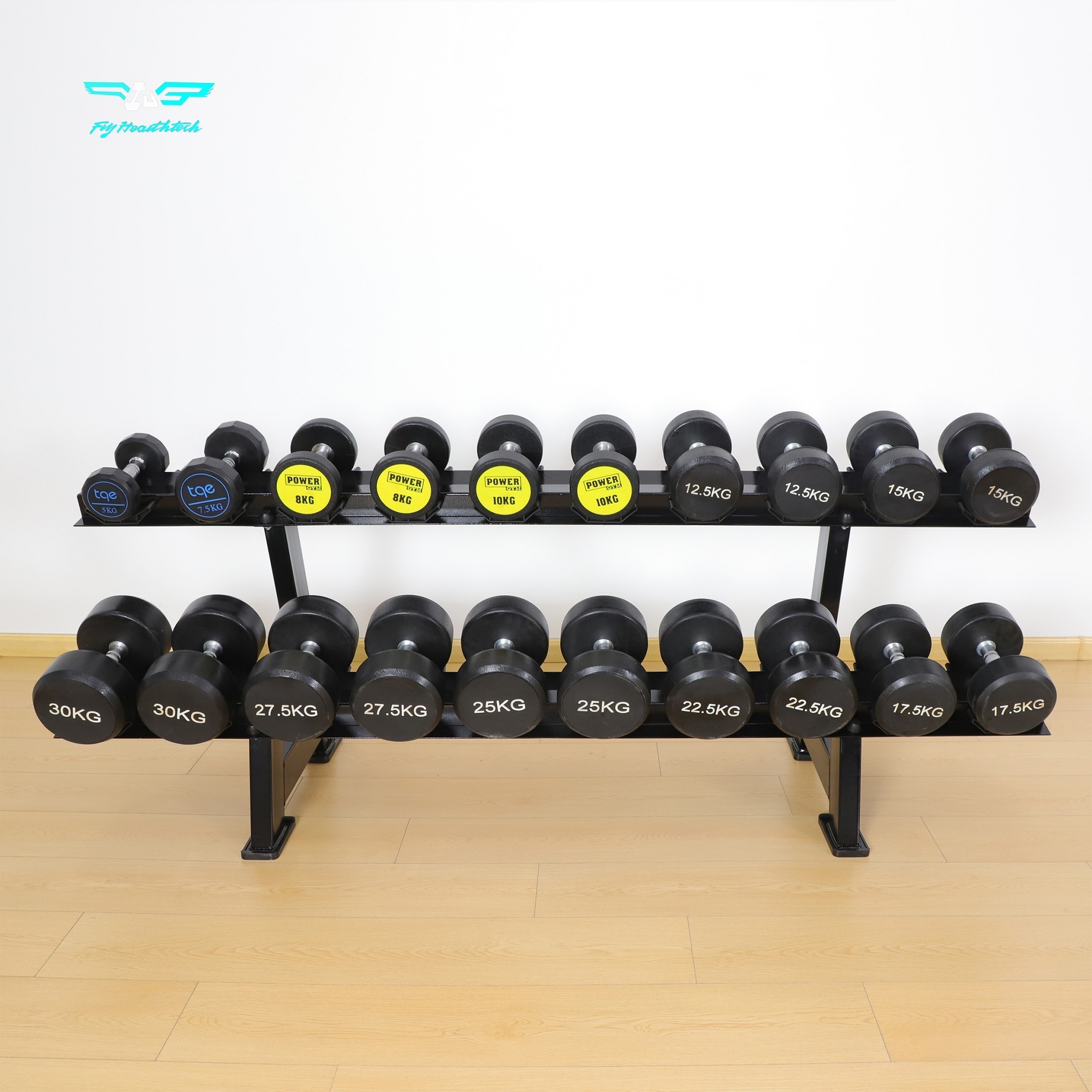 Commercial Gym Fitness Equipment Two Tier Ten Pair Dumbbell Stand 10 Pair Weights 2 Tiers Dumbbell Rack