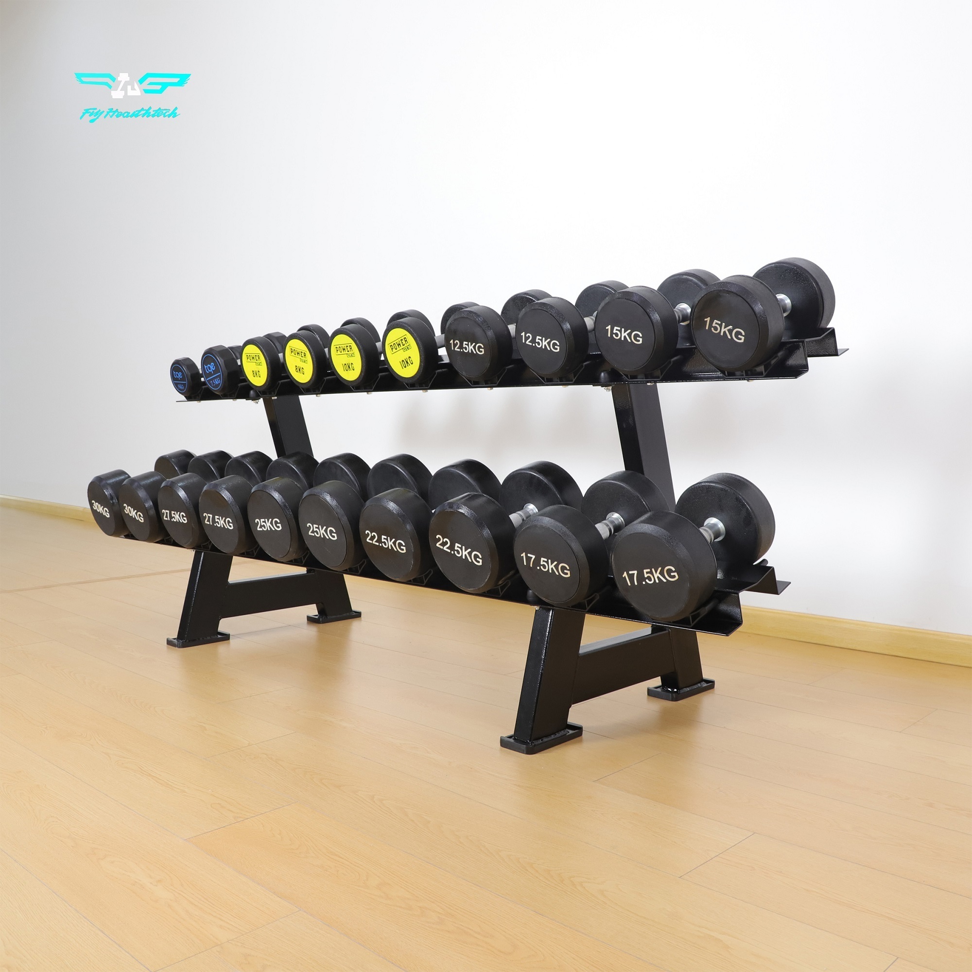 Commercial Gym Fitness Equipment Two Tier Ten Pair Dumbbell Stand 10 Pair Weights 2 Tiers Dumbbell Rack