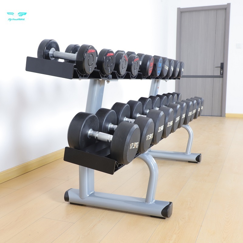 Commercial Gym Fitness Two Tier Ten Pair Dumbbell Stand Equipment 10 Pair Weights 2 Tiers Dumbbell Rack