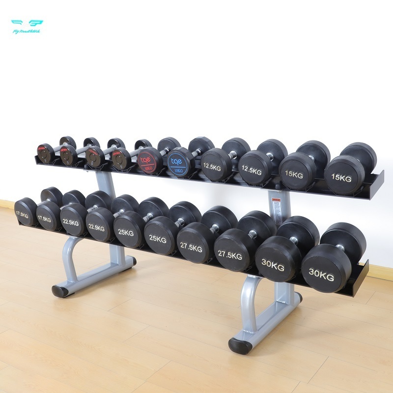 Commercial Gym Fitness Two Tier Ten Pair Dumbbell Stand Equipment 10 Pair Weights 2 Tiers Dumbbell Rack