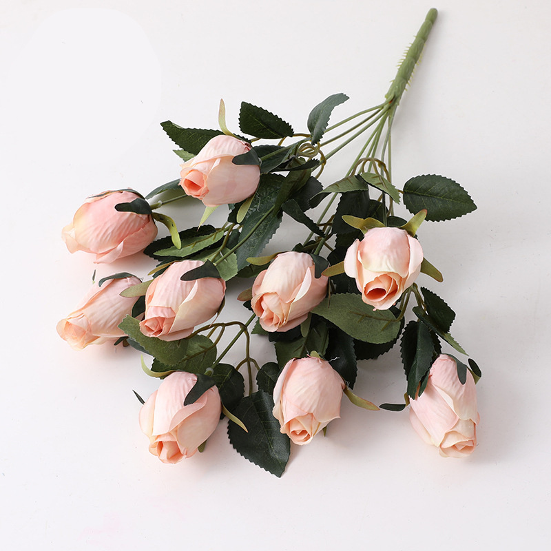 Manufacturer 3/5/6/7/9 Heads Rose Bud  Simulation Flowers Artificial  Flowers For Decoration