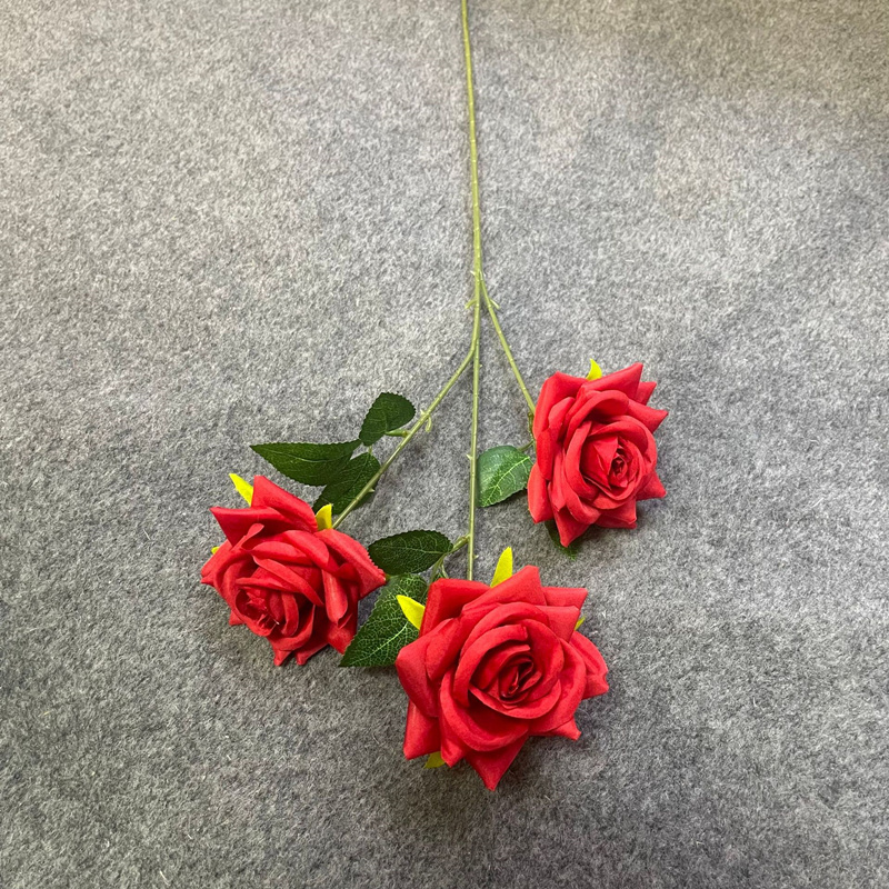 Manufacturer 3 Heads Rose Simulation Flowers Artificial  Flowers For Wedding For Famous backdrop