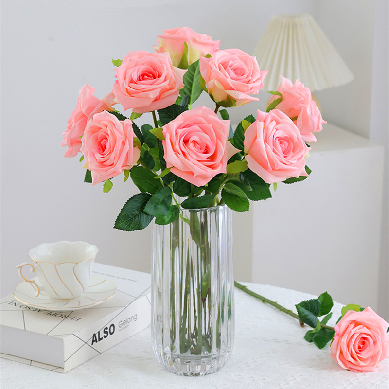 Single Heads High Quality Moisturize Real Touch Rose Artificial Flowers For Home Decoration For Wedding