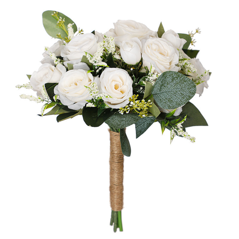 27cm*24cm Artificial Rose Wedding  Bouquet Artificial Rose Hand Tied Bouquet For Wedding