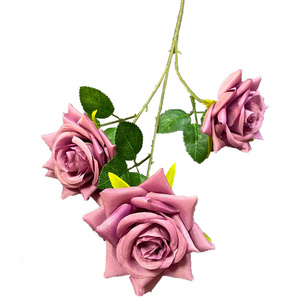 Manufacturer 3 Heads Rose Simulation Flowers Artificial  Flowers For Wedding For Famous backdrop