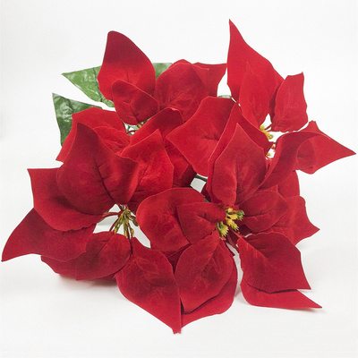 4-9 Heads Artificial Poinsettia Christmas Flowers Christmas Poinsettia Decoration