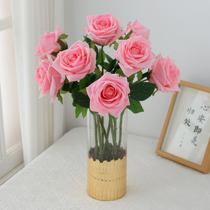 Single Heads High Quality Moisturize Real Touch Rose Artificial Flowers For Home Decoration For Wedding