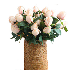 Manufacturer 3/5/6/7/9 Heads Rose Bud  Simulation Flowers Artificial  Flowers For Decoration