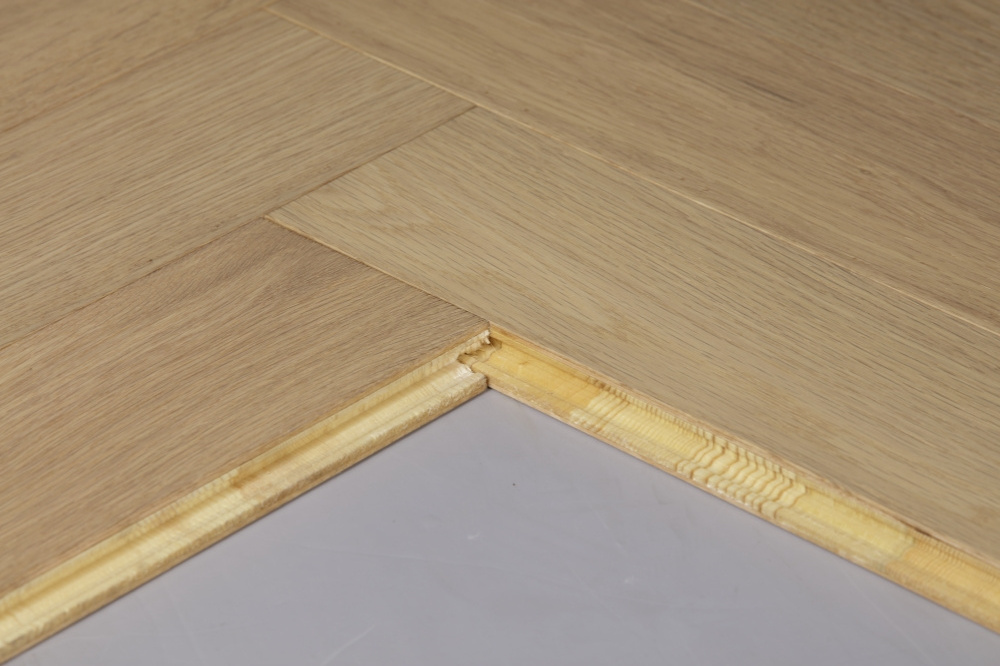 Oak herringbone with natural color wire drawing  engineered wood flooring