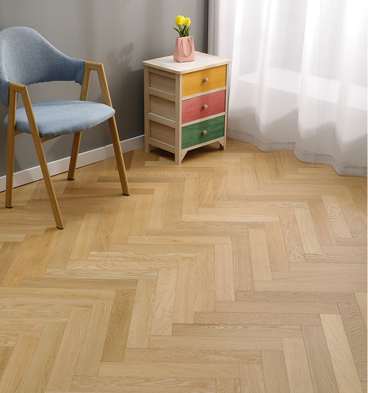 Oak herringbone with natural color wire drawing  engineered wood flooring