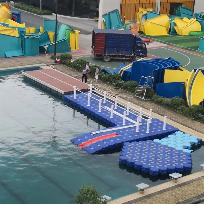 Guanzhou Factory Island inflatable dock floats floating dock seawater hdpe floating dock