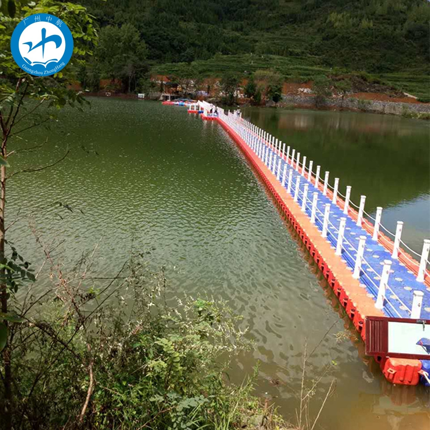 Plastic modular marine floating pontoon bridge