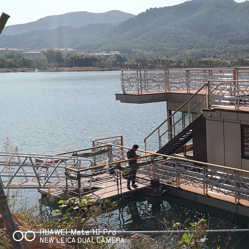 floating boat durable floating marina pontoon walkway with wood decking bridge dock