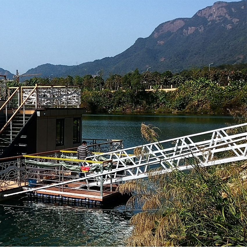 floating boat durable floating marina pontoon walkway with wood decking bridge dock