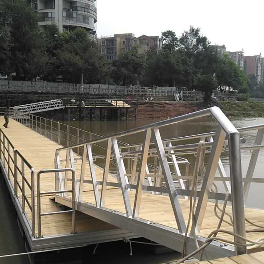 aluminum dock and water pedestal floating dock ramp with wood decking aluminum bridge