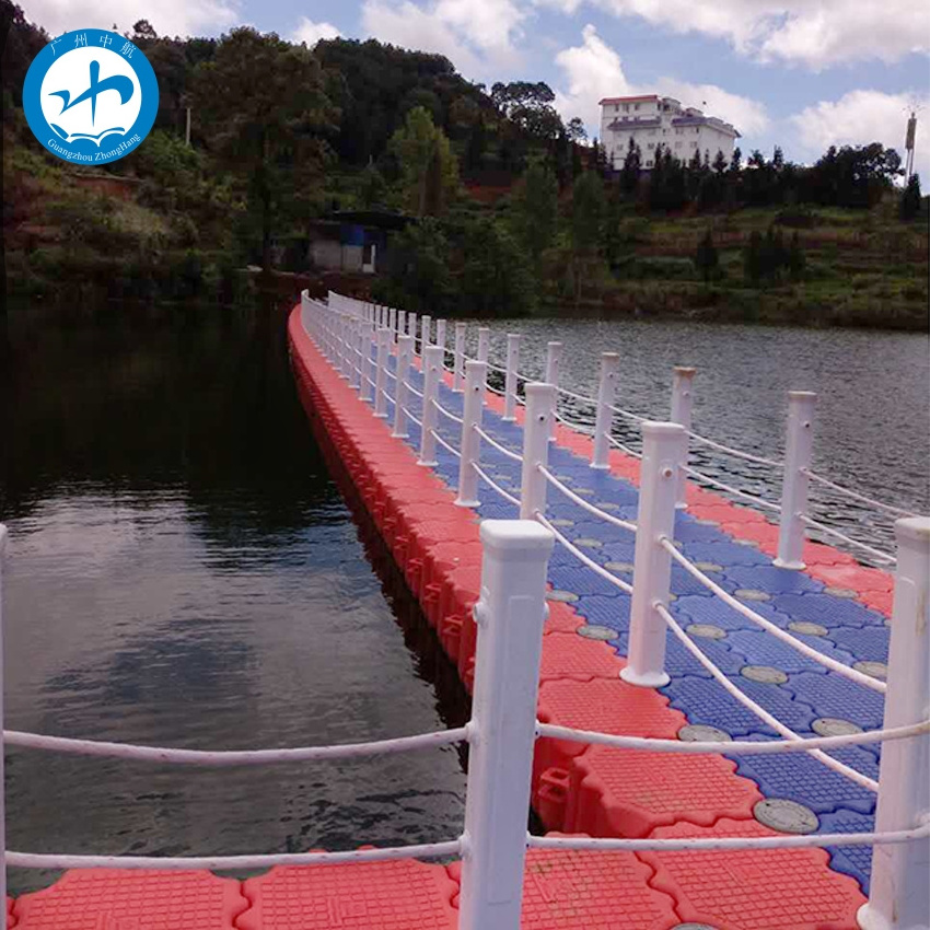 Plastic modular marine floating pontoon bridge