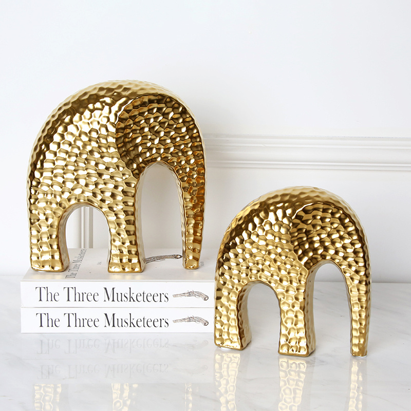 Nordic Style Gold Painted Elephant Home Decoration Pieces Ceramic Living Room Elephant Decor Accessories