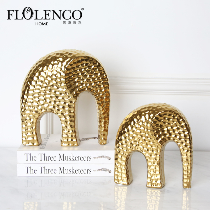 Nordic Style Gold Painted Elephant Home Decoration Pieces Ceramic Living Room Elephant Decor Accessories