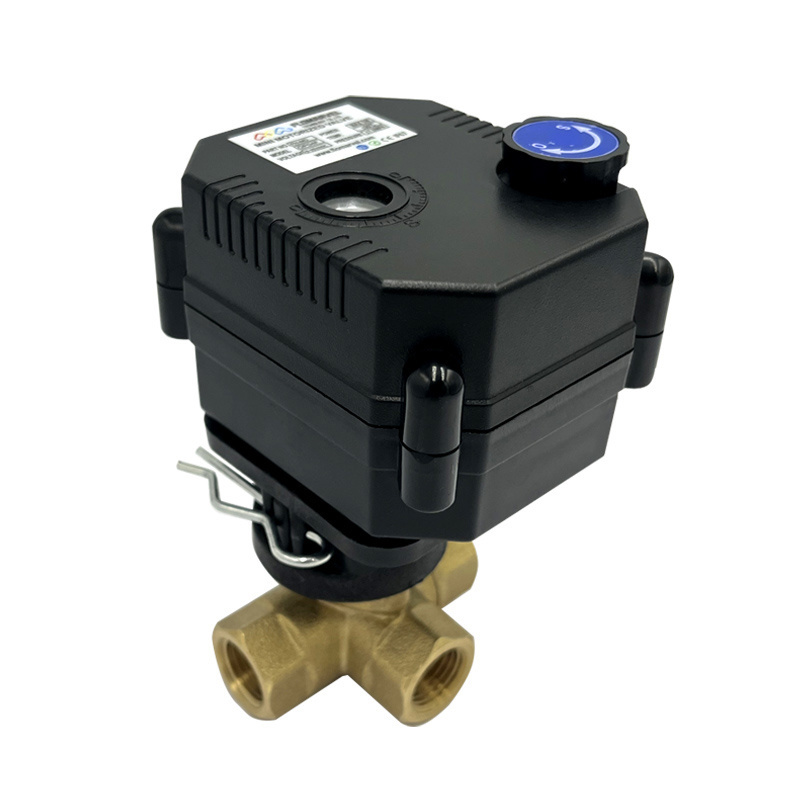 12v 24v 220v 3 way electric actuator mixing diverting motorized ball valve for water air flow control solar heater