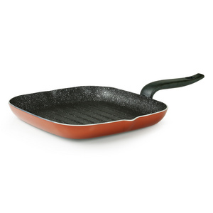 Italian cookware top quality aluminium non stick grill pan bronze with granite effect for meat and vegetables