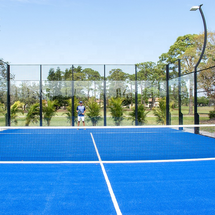 Wanhe High Quality Blue White Line Paddle Tennis Court Equipment 10m*20m Outdoor Padel Court Anti-UV Artificial Grass PU Backing