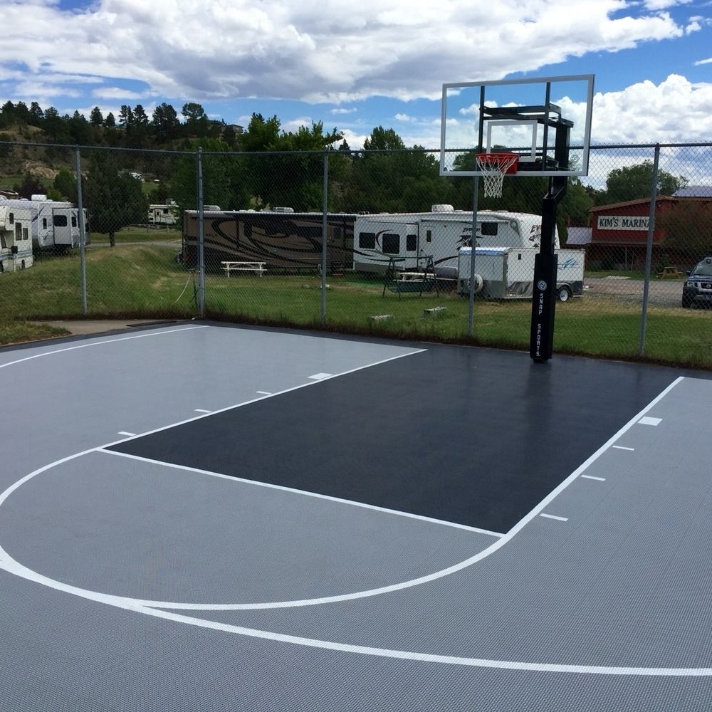 Quickly install cushioned design diy sport synthetic modular tartan mobile basketball court price