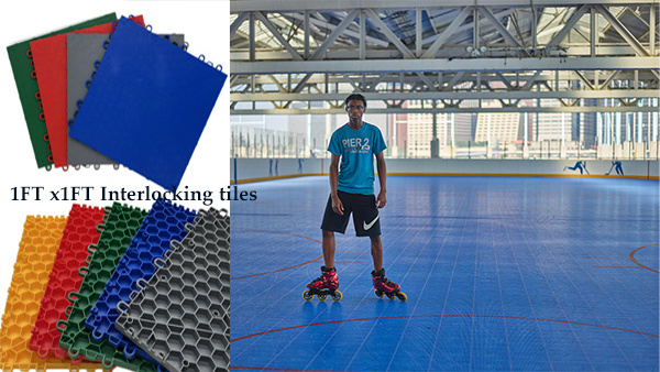 HOT SALE direct manufacturer 100%PP Indoor hockey court roller skating inline flooring tiles portable roller skating flooring