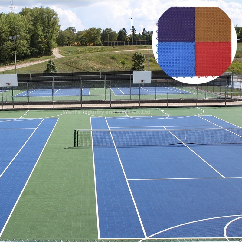 Top quality Suspended Environmental material portable sports interlocking outdoor volleyball tennis pickleball court