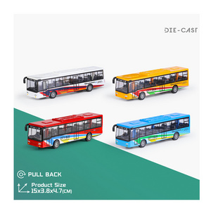 Diecast metal model car four color return mini alloy bus toy