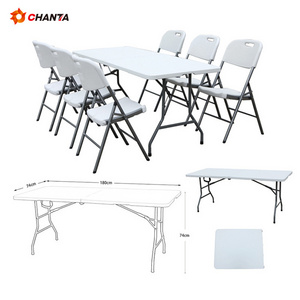 Simple and generous, factory direct sale, home office folding table, HDPE material rectangle plastic folding table