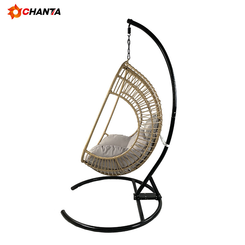 Patio Garden Double Seats Egg Chair Outdoor Rattan Swing Hanging Chair With Stand