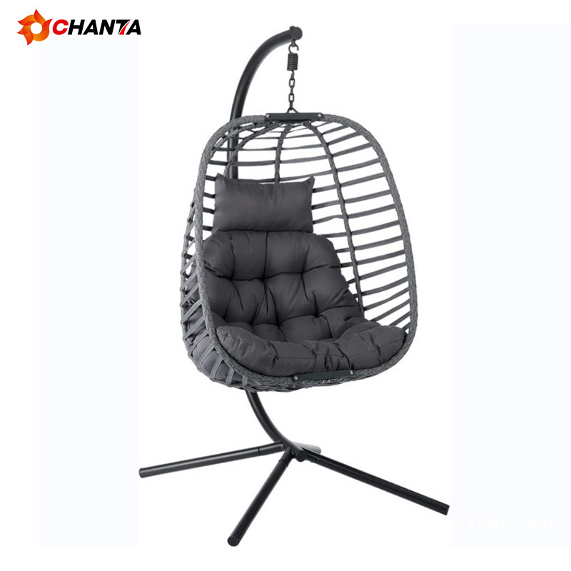 Quality Goods pe wicker flower design rattan single hanging chairs patio swings outdoor swing chair