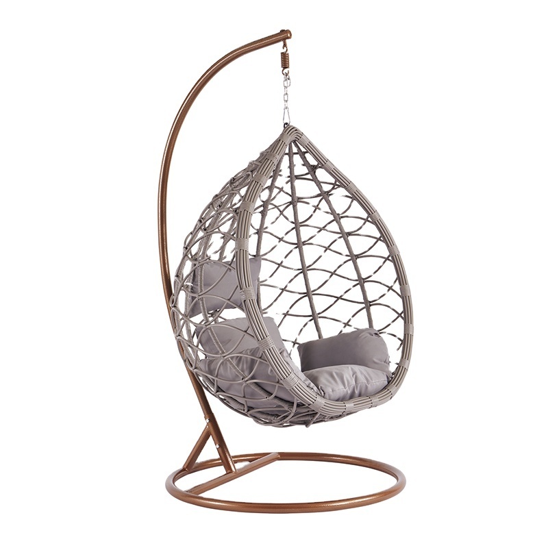 Quality Goods pe wicker flower design rattan single hanging chairs patio swings outdoor swing chair