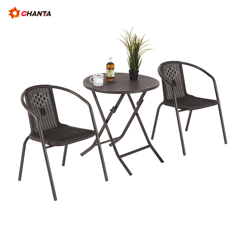 Best Quality Outdoor Garden Table Chair Set PE Rattan 4 Seat Dining Table Folding Patio Furniture Sets